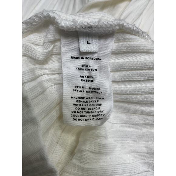 Helmut Lang Long Sleeve White Cotton Crop Polo Top Size L - Picture 5 of 5